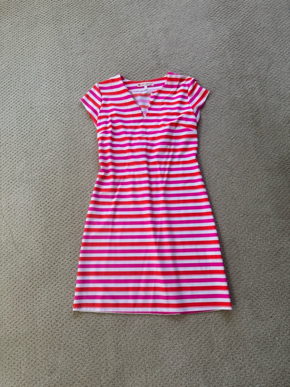 Jude Connally Pink and White Striped Mini Dress